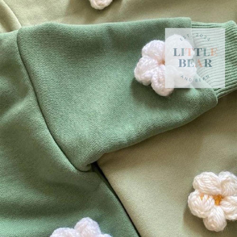 Spring Baby Romper with Crochet Daisies