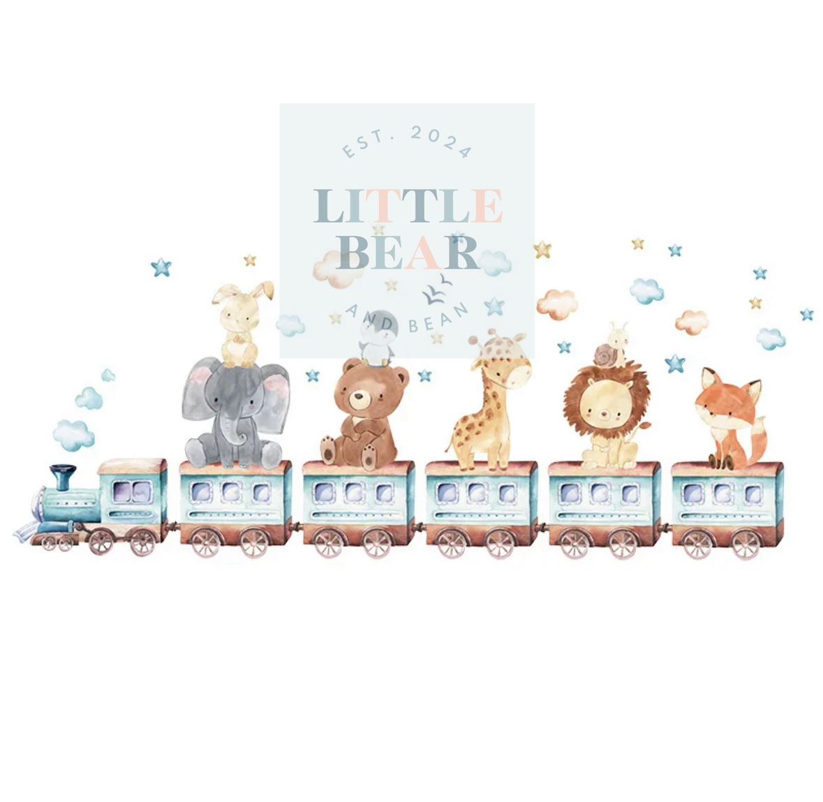 Animal Train (Blue) Wall Decal Stickers