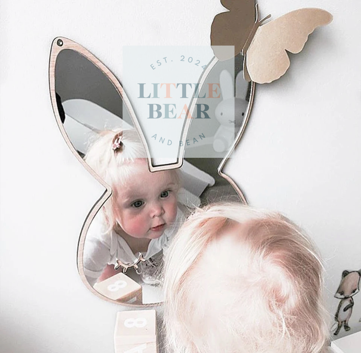 Rabbit Shaped Wood Effect Decorative Mirror